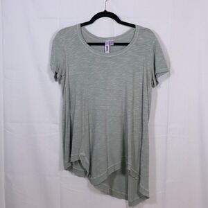 Wilt Asymmetrical Slub Tee S Green Womens Short Sleeve Slub Knit Shirt